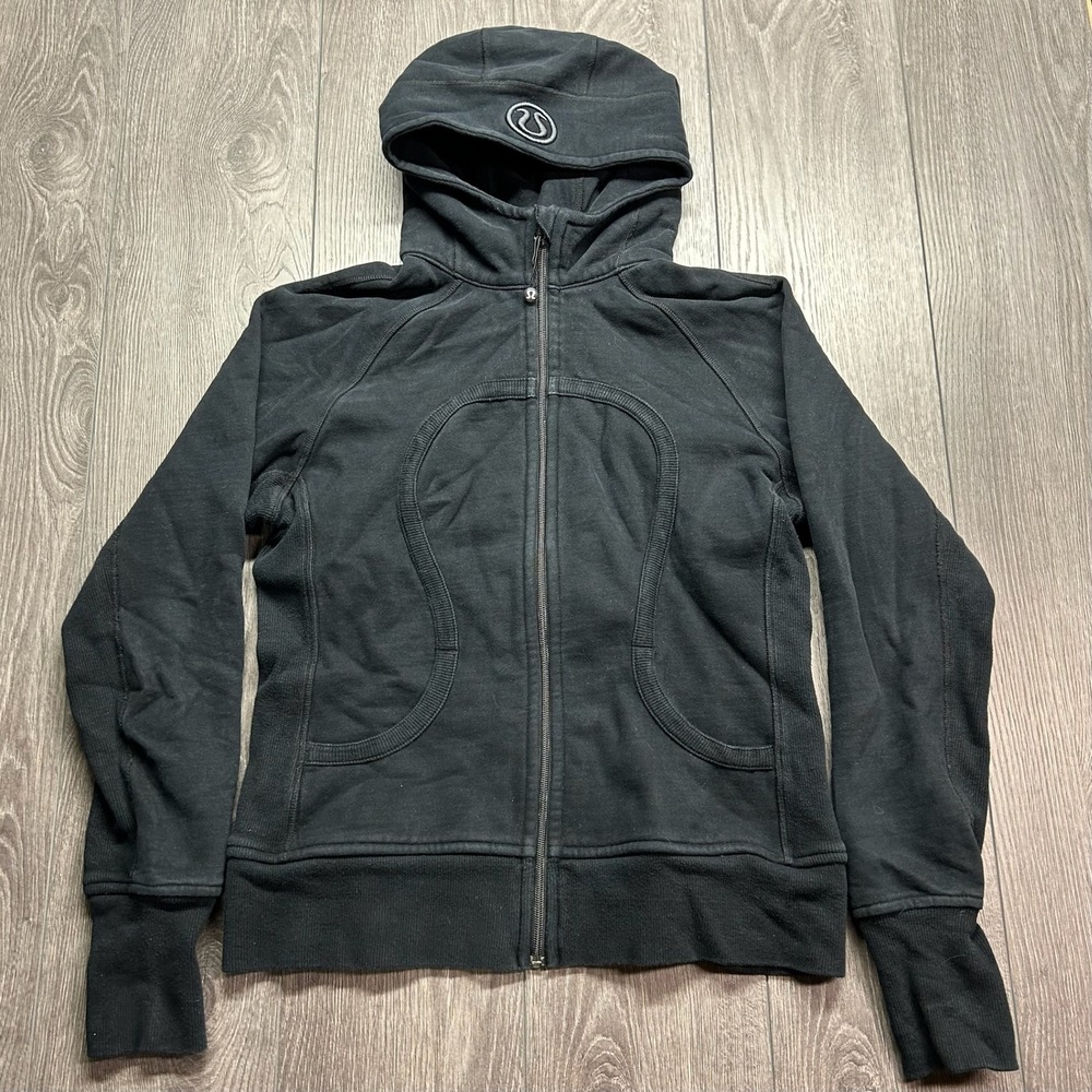 Lululemon Scuba Full Zip Hoodie Black Fleece Size 12 Athletic Sweatshirt